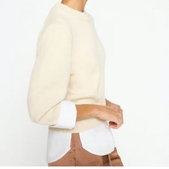 Brochu Walker Raya Ruched Crew Looker in Bisque White underlay size XS - Picture 4 of 9